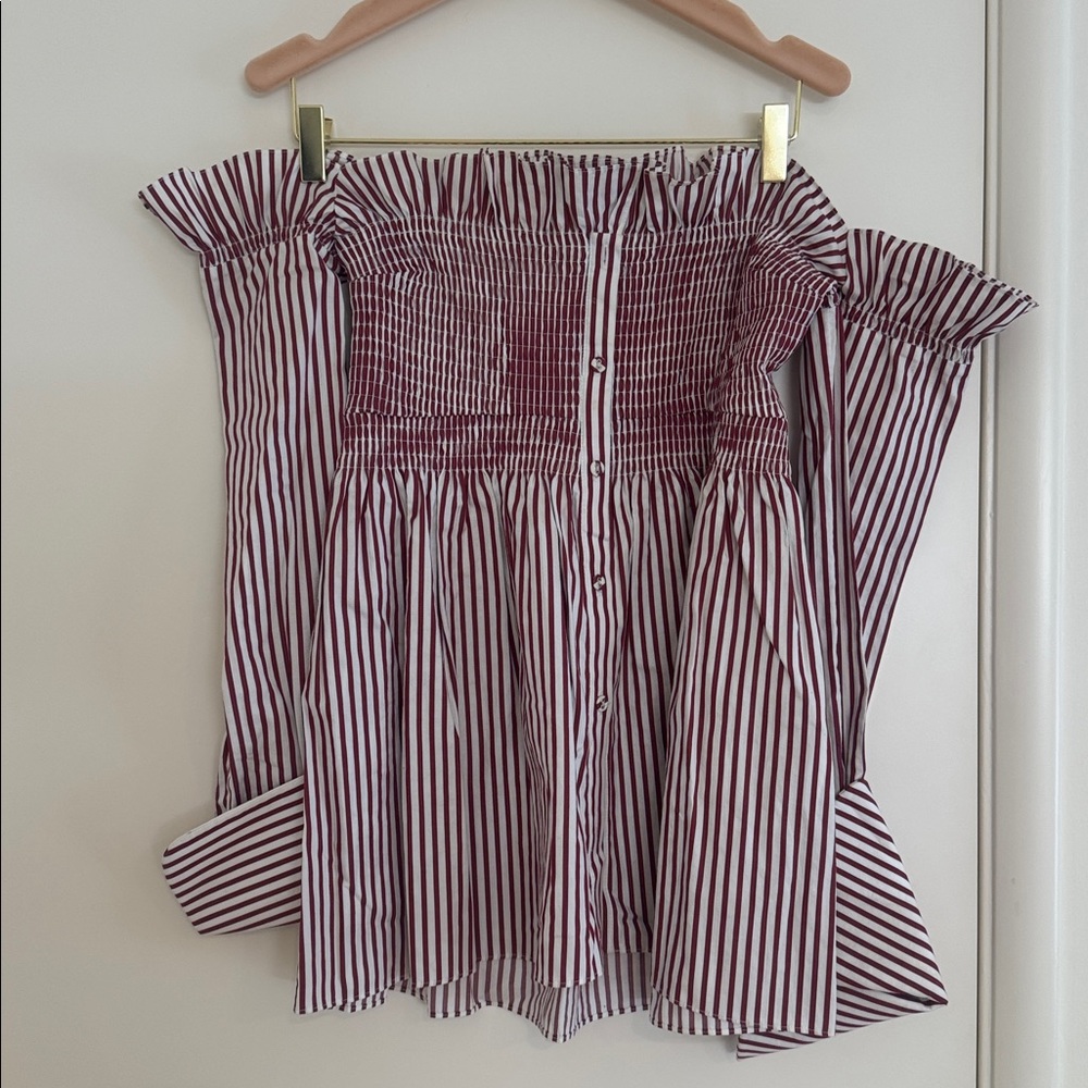 Victoria Beckham Red and White Striped Blouse